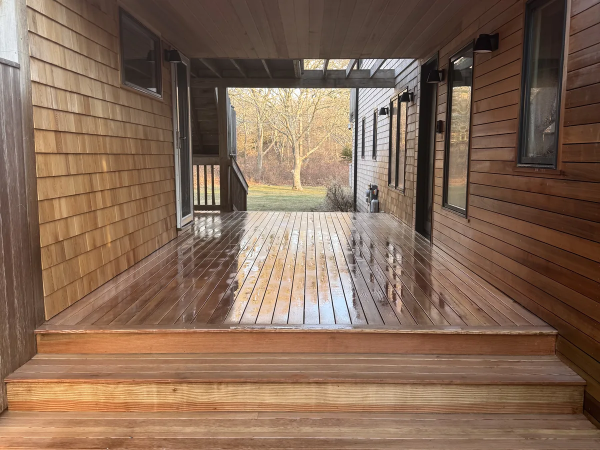 Deck cleaning result by ClearView on Martha's Vineyard