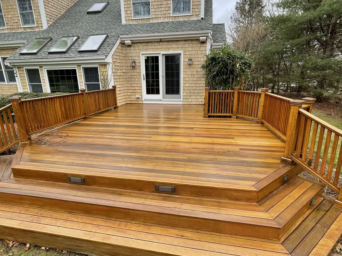 Deck and stair cleaning result by ClearView on Martha's Vineyard