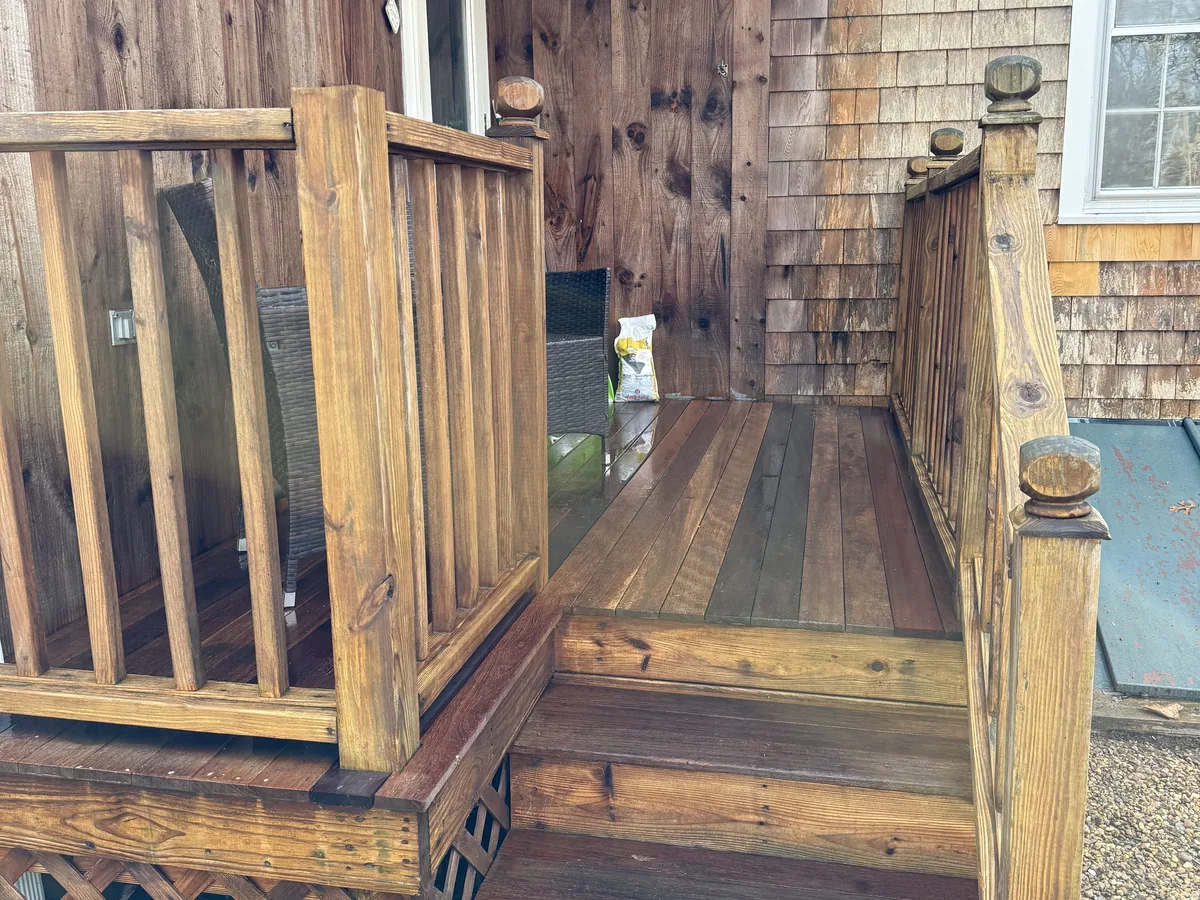 Porch and deck cleaning result by ClearView on Martha's Vineyard
