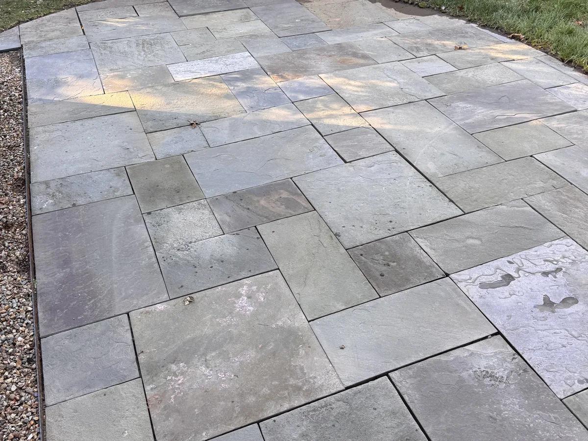 Paver stone patio cleaning result by ClearView on Martha's Vineyard